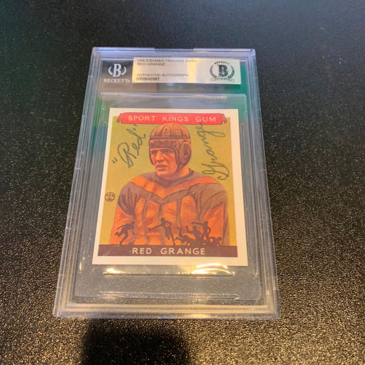 Red Grange Signed 1933 Goudey Sport Kings Rookie RC RP Card Beckett BGS COA RARE