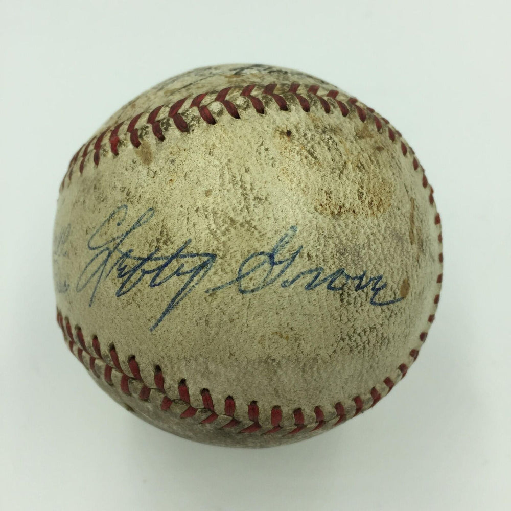 Historic Lefty Grove Signed Heavily Inscribed 1935 Game Used Win Baseball JSA