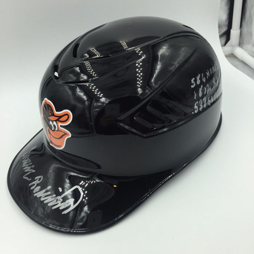 Frank Robinson Signed Heavily Inscribed Stats Full Size Orioles Helmet PSA DNA