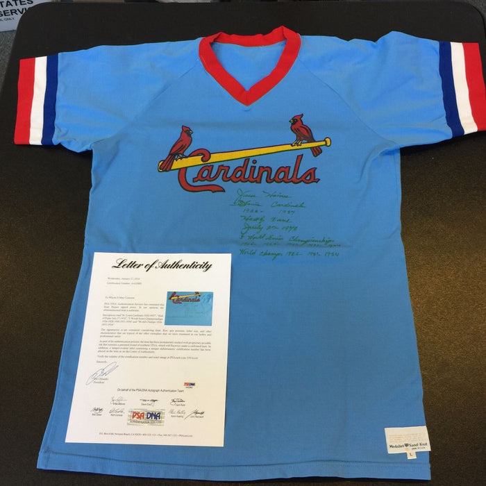 Jesse Haines Signed Heavily Inscribed St. Louis Cardinals Stat Jersey PSA DNA
