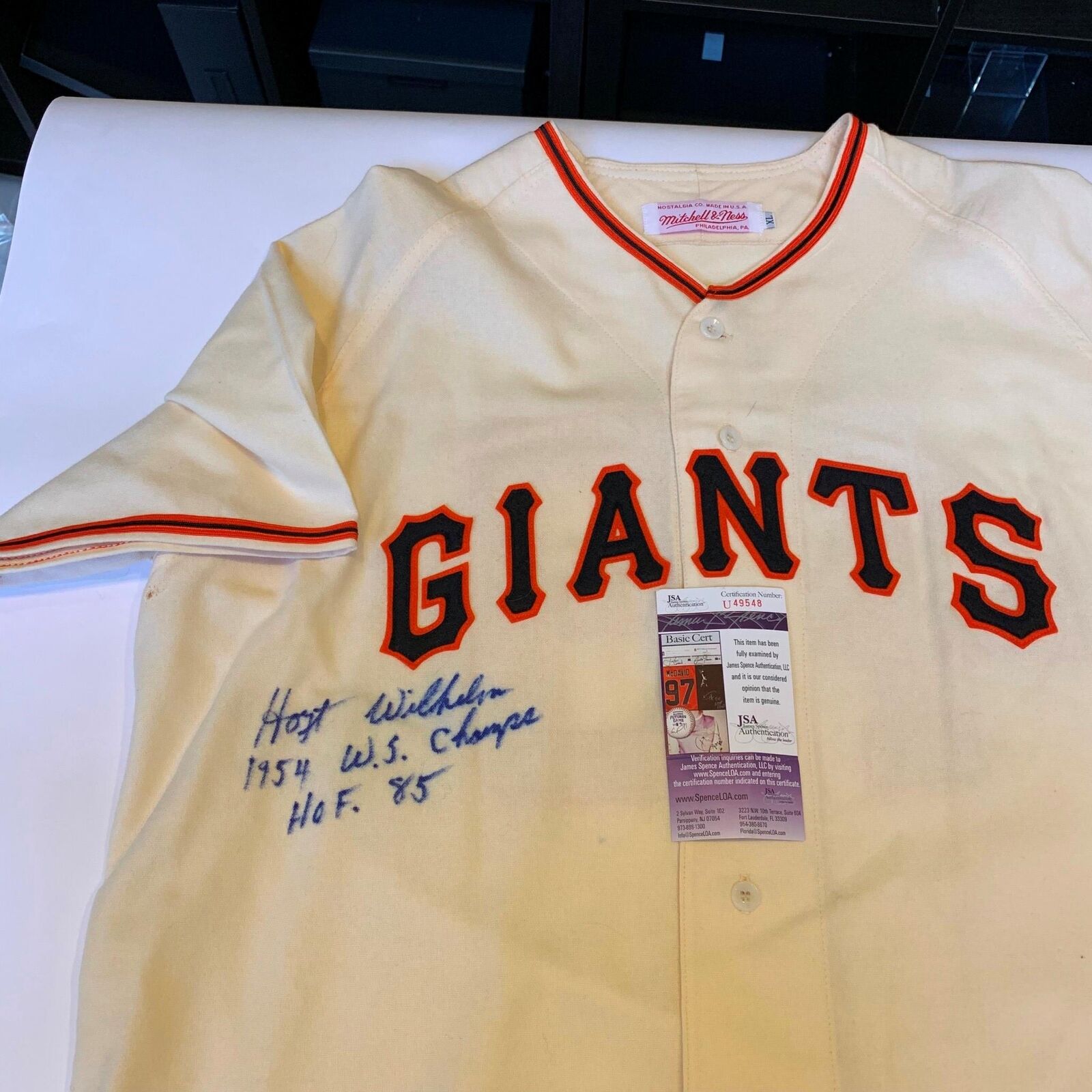 Hoyt Wilhelm Autographed Jersey - Mitchell & Ness New York Giants