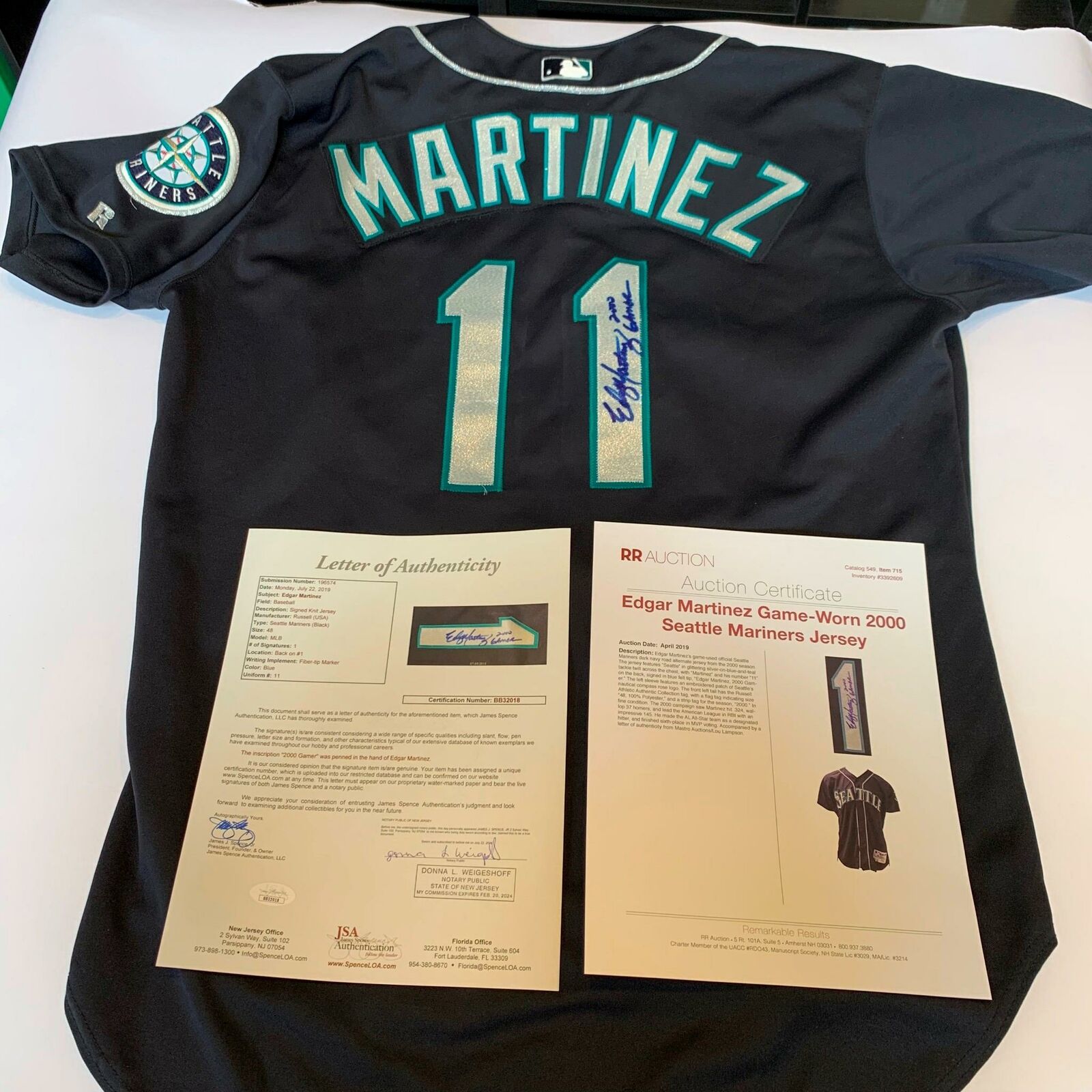 Edgar Martinez player worn jersey patch baseball card (Seattle