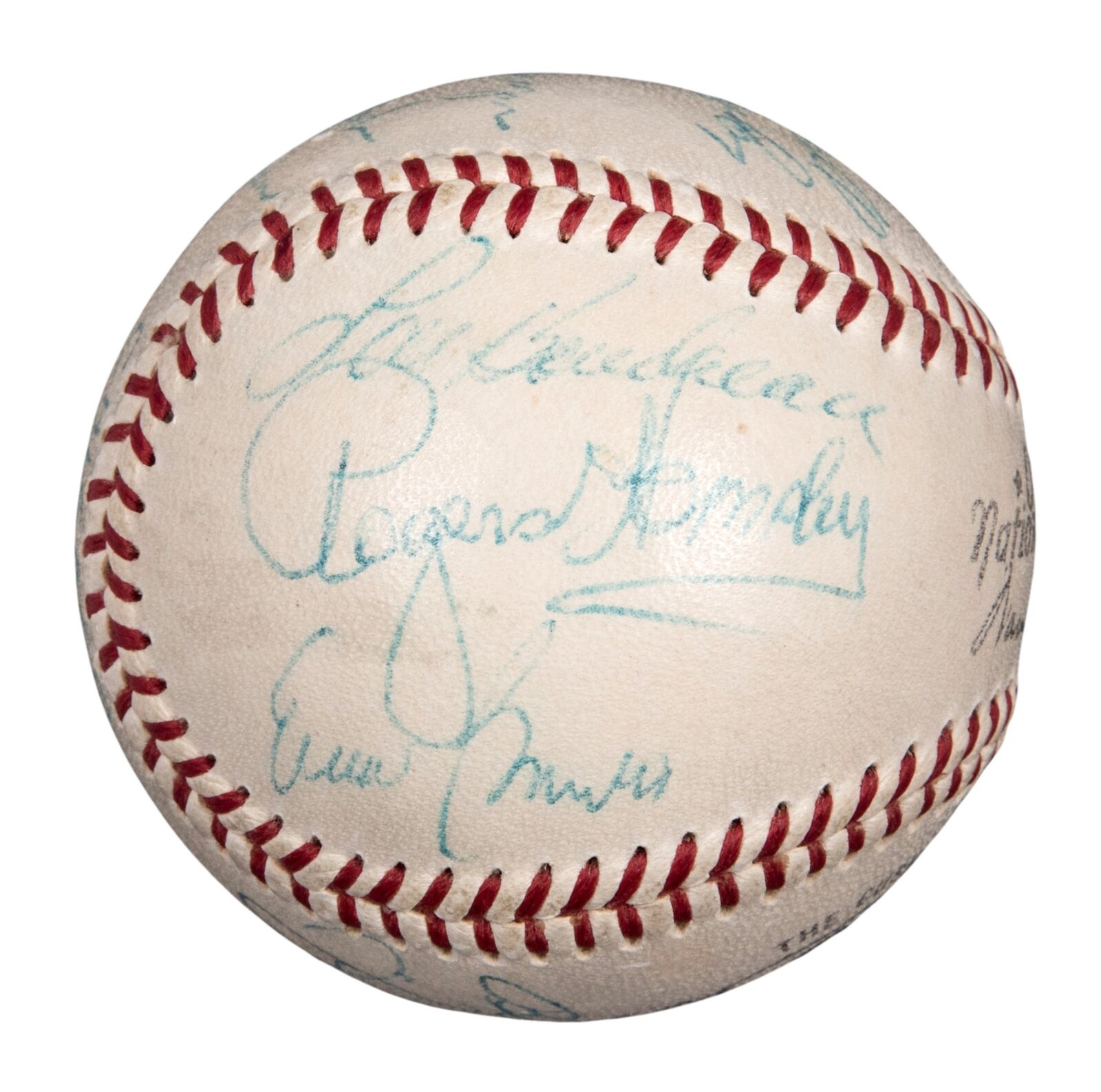 1959 Chicago Cubs Team Signed NL Baseball Rogers Hornsby & Ernie Banks JSA COA