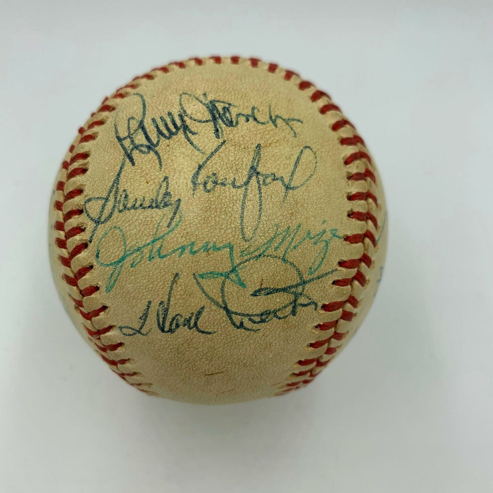 Sandy Koufax Lefty Gomez Bob Feller HOF Multi Signed 1970 NL Game Baseball JSA