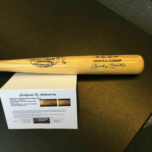 Beautiful Mickey Mantle & Roger Maris Signed Louisville Slugger Game Bat SGC COA