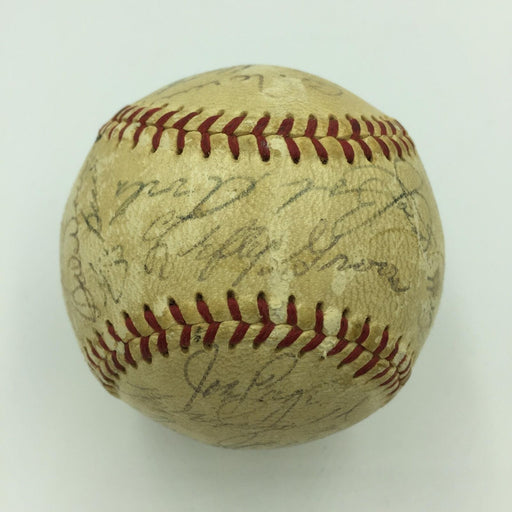 1965 Yankees Old Timers Day Signed Baseball Joe Dimaggio Lefty Grove PSA