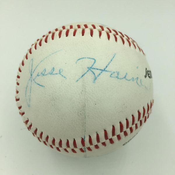 Jesse Haines Single Signed Heavily Inscribed Stat Baseball 1924 No Hitter JSA