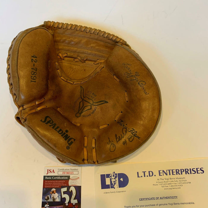 1950's Yogi Berra Signed Spalding Game Model Baseball Glove Catcher's Mitt JSA