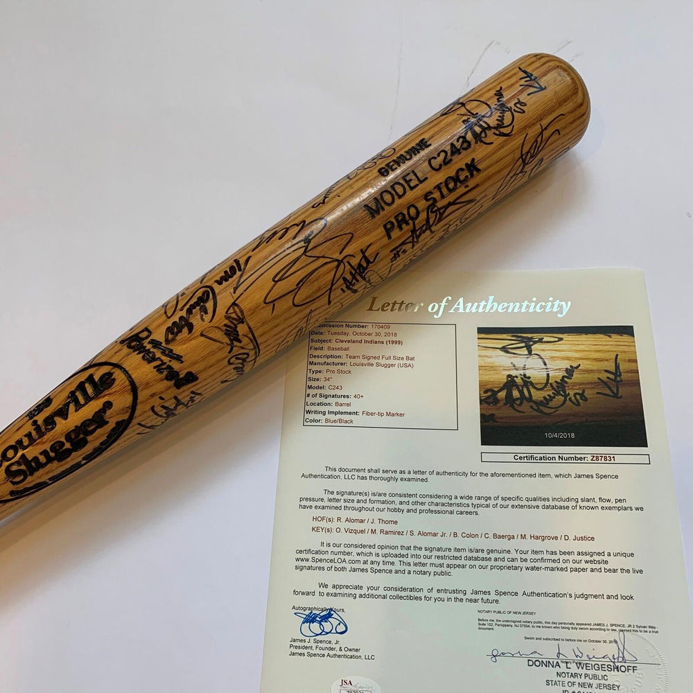 Autographed high quality Cleveland Indians Team Bat