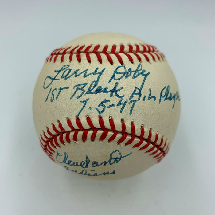 Larry Doby "First Black Player In American League 7-5-1947" Signed Baseball JSA