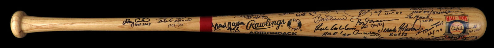 Magnificent Hall Of Fame Multi Signed Bat 45 Signatures With Inscriptions JSA
