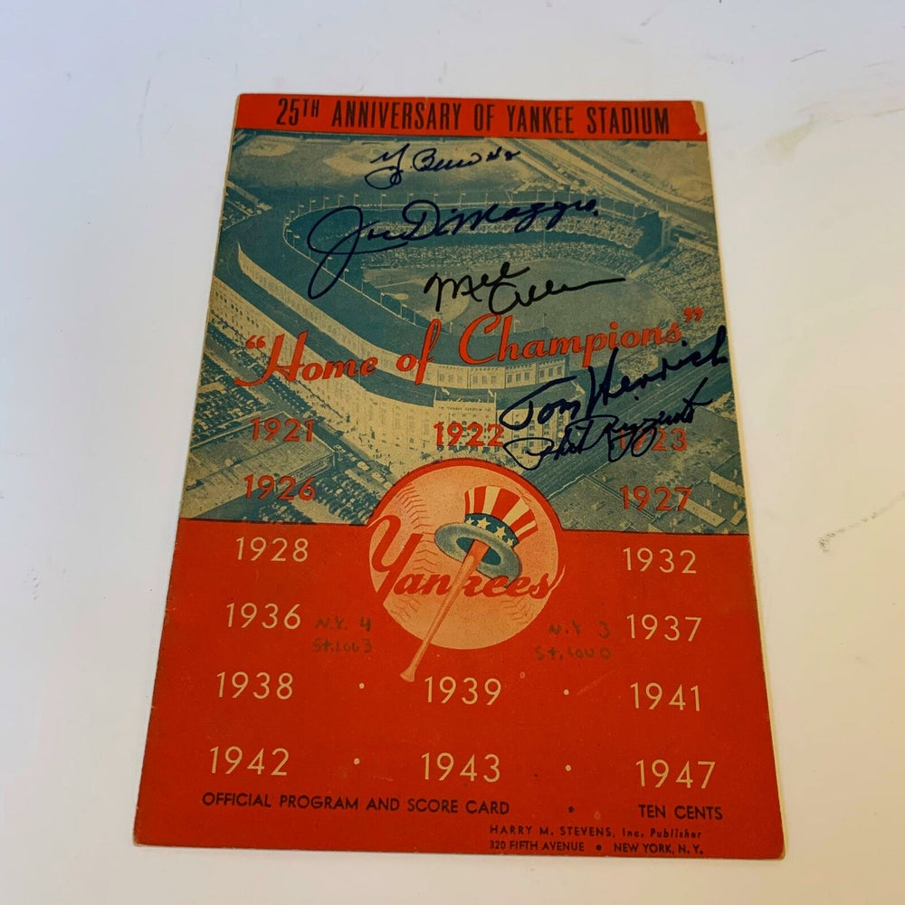 Joe Dimaggio Yogi Berra Phil Rizzuto Mel Allen Signed June 1948 Yankees Program