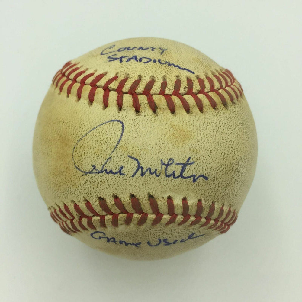 1978 Paul Molitor Signed Inscribed Game Used Baseball Milwaukee County PSA Mears