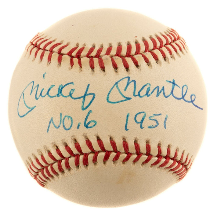 The Finest Mickey Mantle No. 6 1951 Signed Inscribed Baseball PSA DNA COA