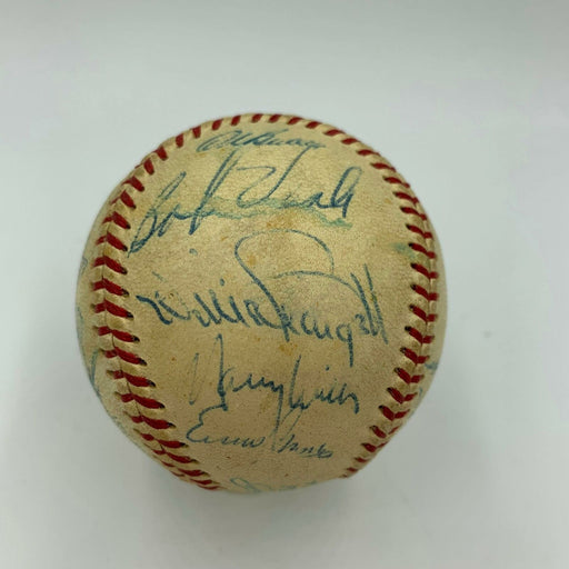 1966 Chicago Cubs & Pittsburgh Pirates Signed Game Used Baseball Ernie Banks