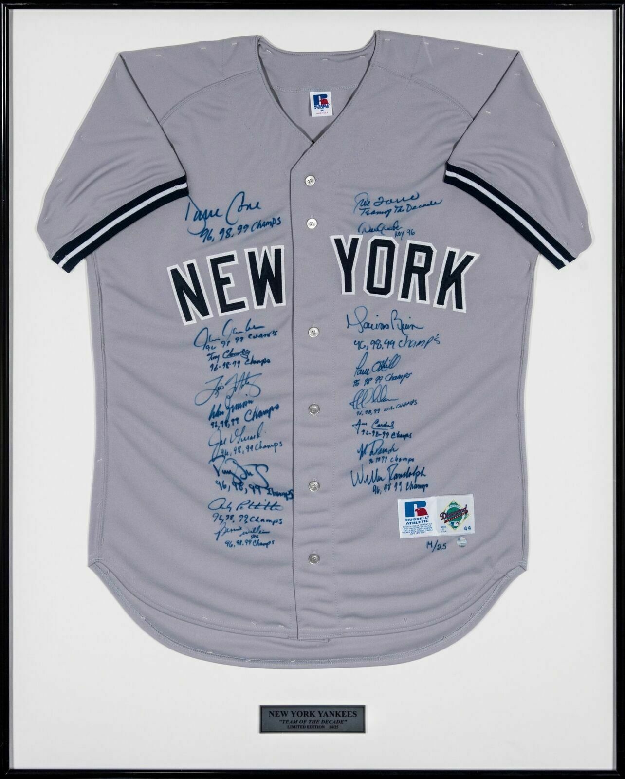 Magnificent NY Yankees Team Of The Decade Signed Inscribed Jersey