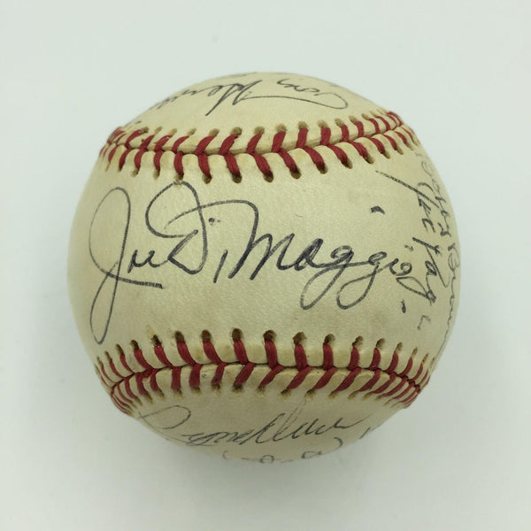 Joe Dimaggio Elston Howard 1973 NY Yankees Old Timers Day Signed Baseball JSA