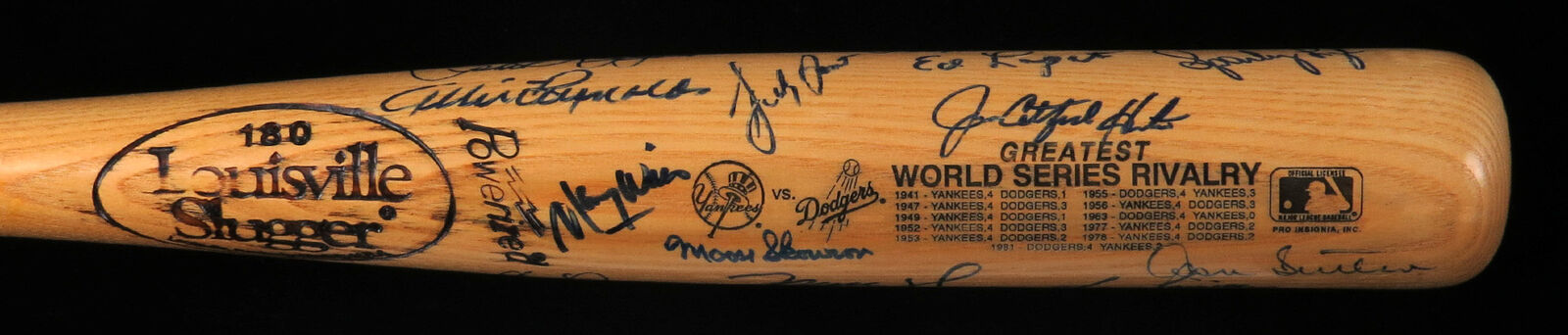 New York Yankees Brooklyn Dodgers World Series Rivalry Signed Bat 27 Sigs JSA