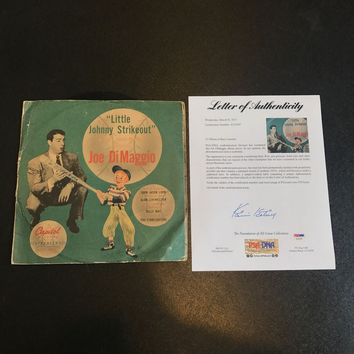 Rare 1949 Joe Dimaggio Signed "Little Johnny Strikeout" Record PSA DNA COA