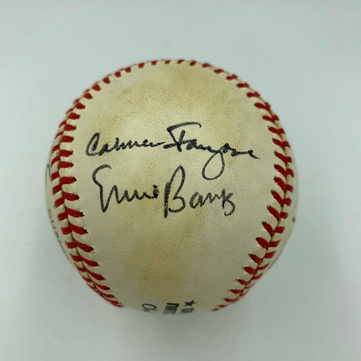 1969 Chicago Cubs Reunion Team Signed Baseball Ernie Banks With JSA COA