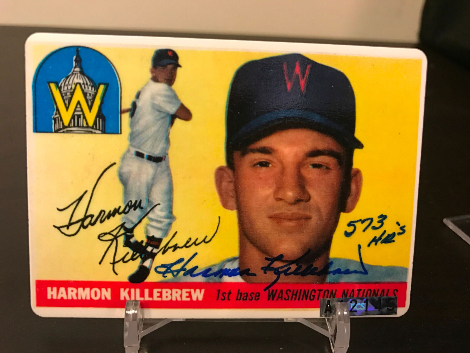 1955 Topps Harmon Killebrew Signed RC Porcelain Baseball Card PSA