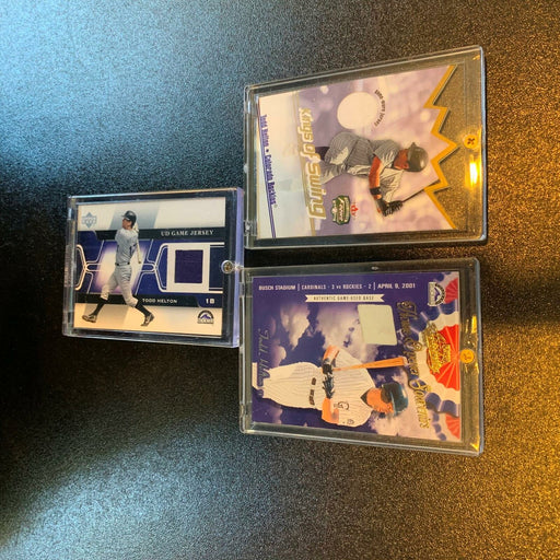 Lot Of 3 Todd Helton Game Used Jersey & Base Card Upper Deck Fleer