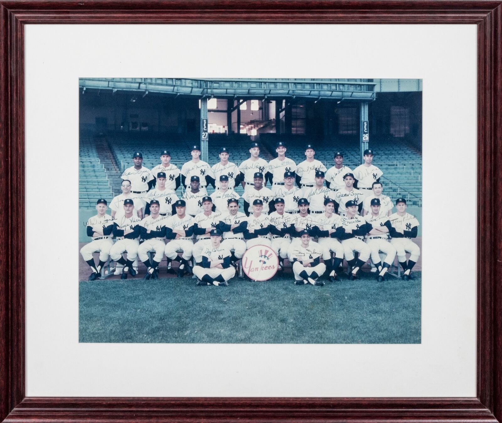 Magnificent 1964 NY Yankees Team Signed 24x28 Photo Mickey Mantle Maris JSA COA