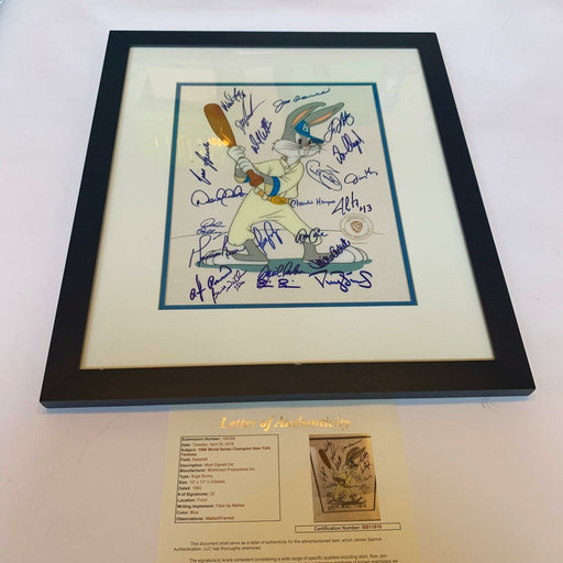 1996 NY Yankees Team Signed Bugs Bunny Limited Edition Hand Painted Cel JSA COA