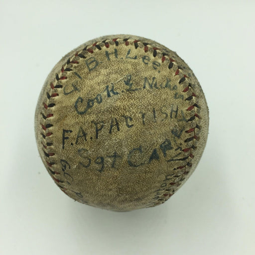 Extraordinary 1918 World War One WW1 Team Signed Game Used Baseball Military