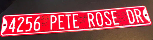 Nice Pete Rose Drive Signed Heavily Inscribed Career Stats Street Sign