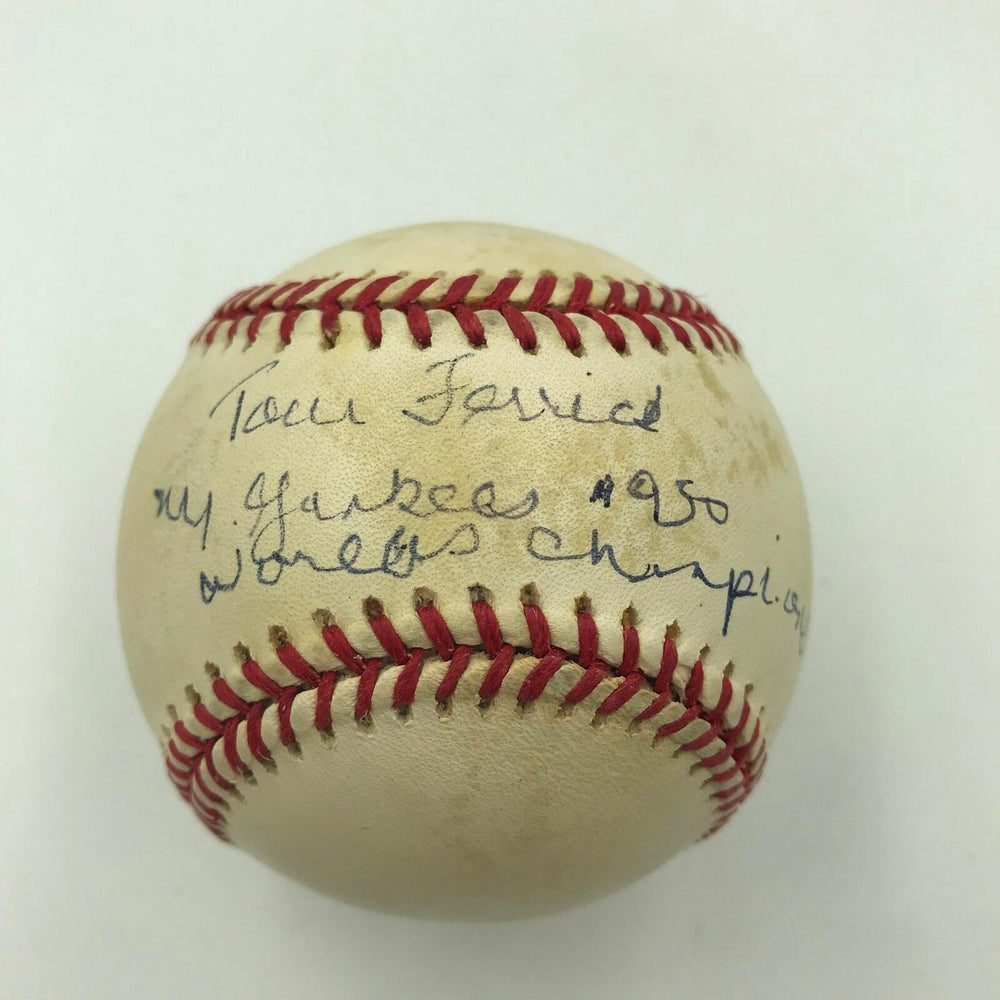 Tom Ferrick 1950 New York Yankees World Series Champs Signed AL Baseball JSA COA