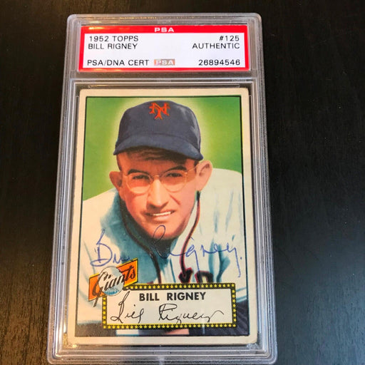 Nice 1952 Topps Bill Rigney #125 Signed Autographed Baseball Card PSA DNA COA