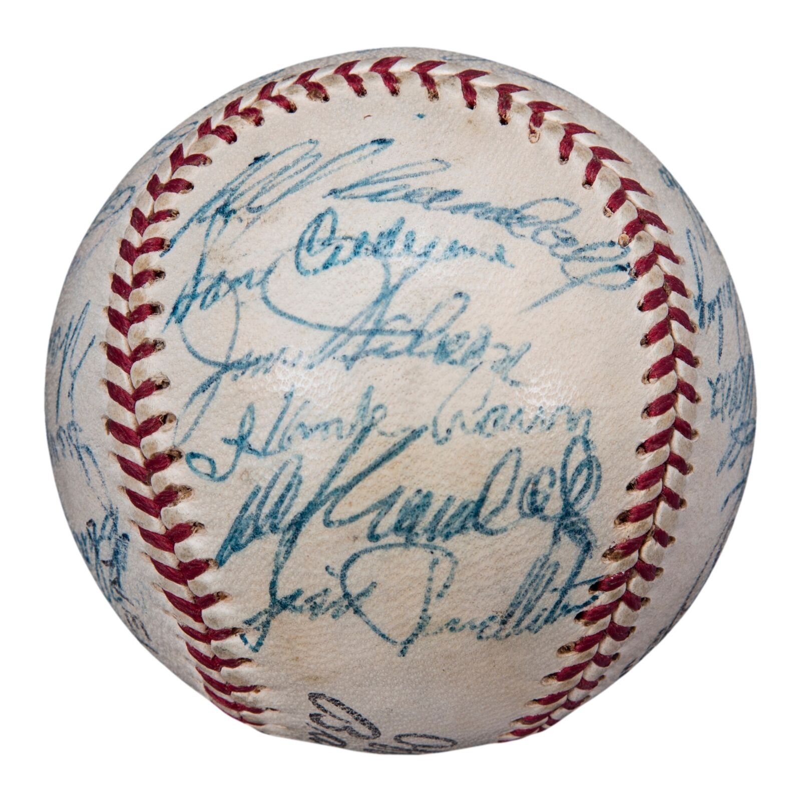 Beautiful Hank Aaron 1960 Milwaukee Braves Team Signed Baseball