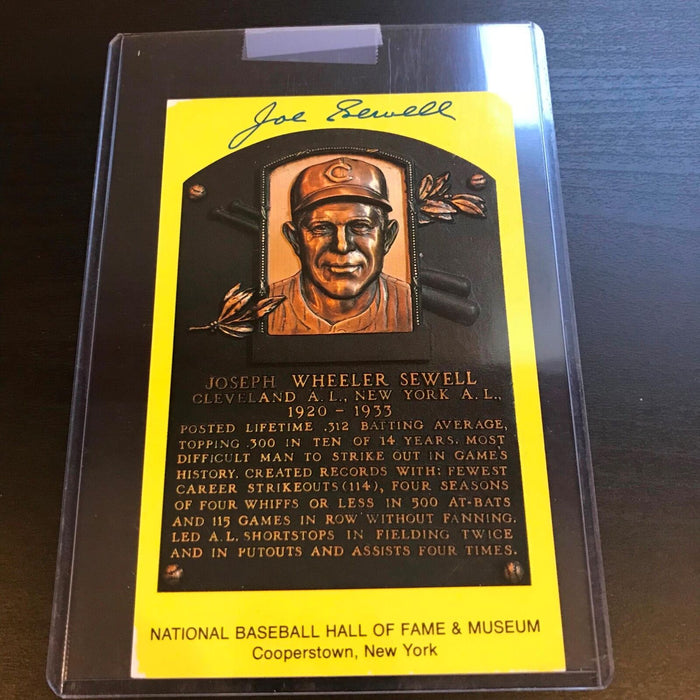 Joe Sewell Signed Autographed Hall Of Fame Plaque Postcard JSA Sticker