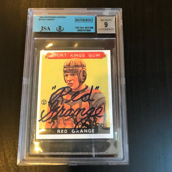 Red Grange Signed 1933 Goudey Sport Kings Rookie RC RP Card Beckett BGS COA RARE
