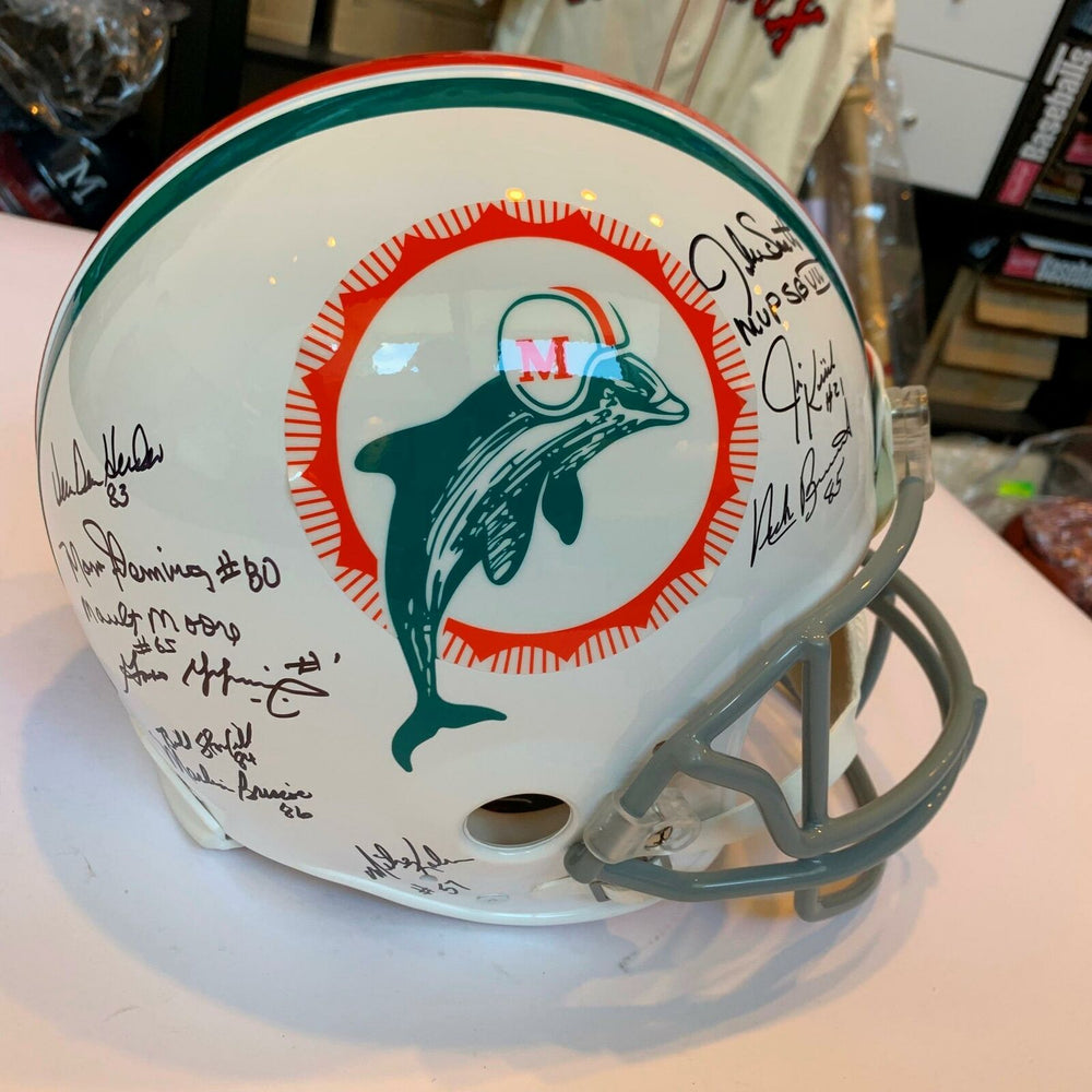 1972 Miami Dolphins Team Signed Authentic Full Size Helmet Leaf COA