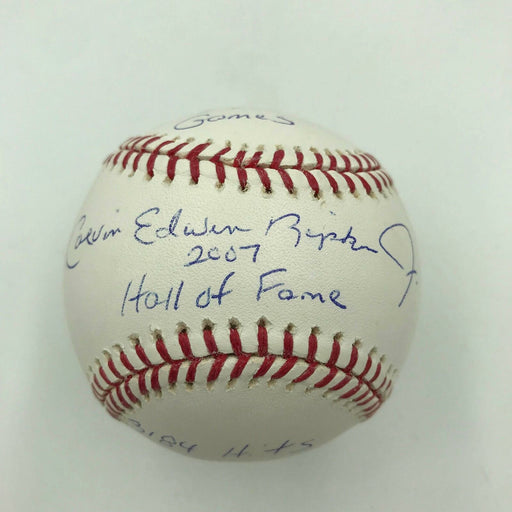 Cal Edwin Ripken Jr. Full Name HOF Signed Heavily Inscribed STAT Baseball JSA