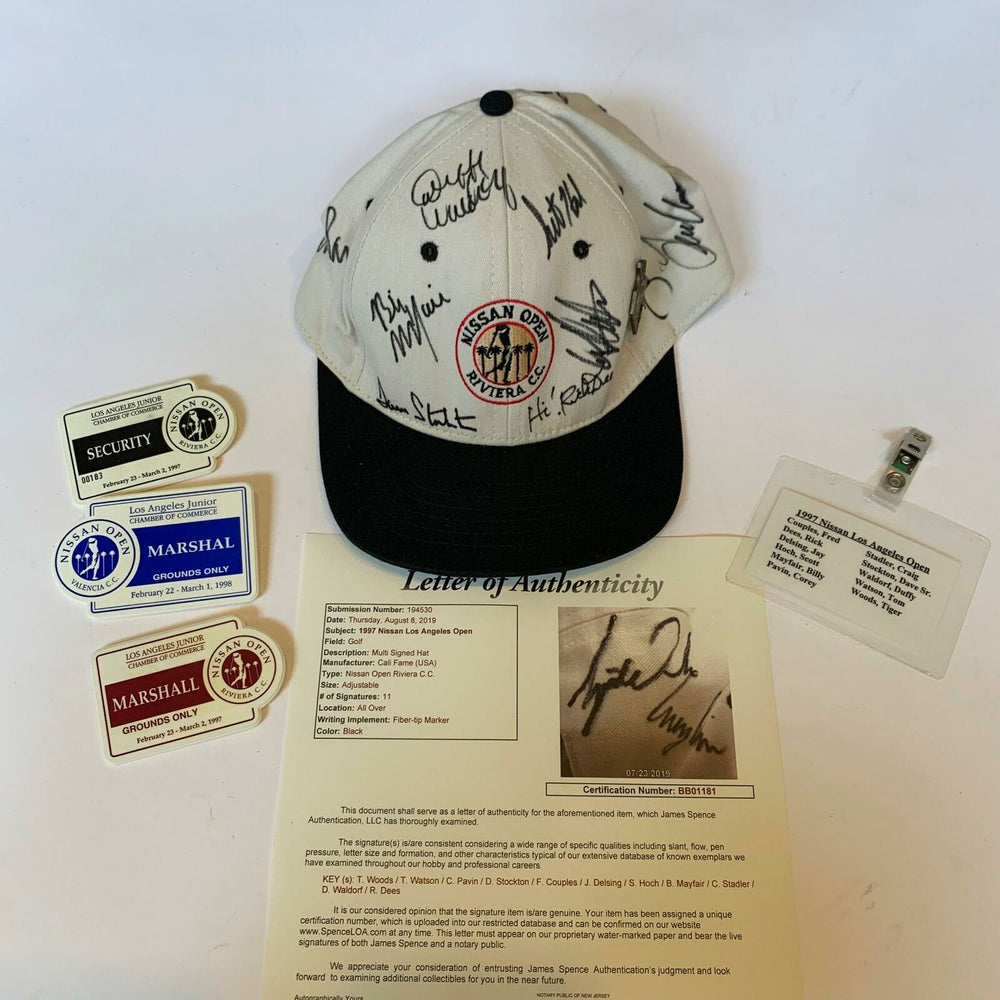 Tiger Woods 1997 Los Angeles Nissan Open PGA Multi Signed Hat 11 Sigs JSA COA