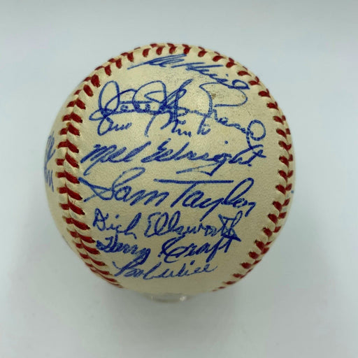 Beautiful 1960 Chicago Cubs Team Signed Baseball Ron Santo Lou Boudreau JSA COA