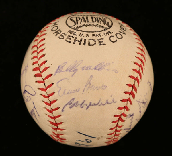 1961 Chicago Cubs Team Signed Spalding Baseball With Ernie Banks JSA COA