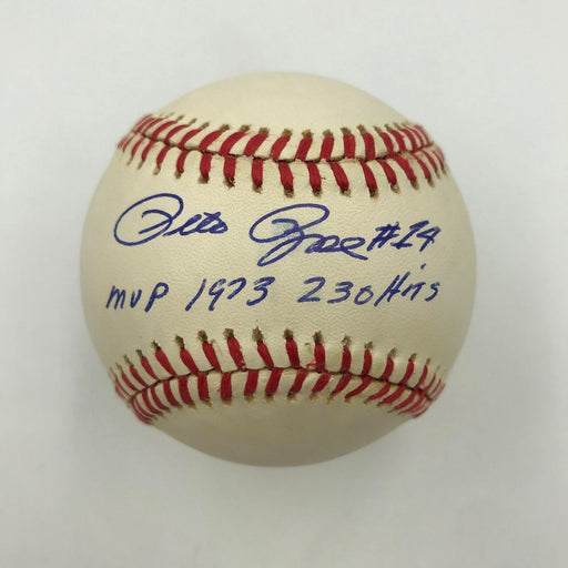 Pete Rose #14 1973 MVP 230 Hits Signed Inscribed National League Baseball JSA