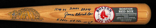 Beautiful Jim Rice Signed Heavily Inscribed Career Stats Cooperstown Bat JSA COA