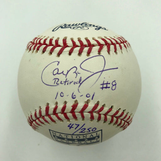 Cal Ripken Jr 10-6-01 #8 Jersey Retirement Day Signed Baseball MLB Authenticated