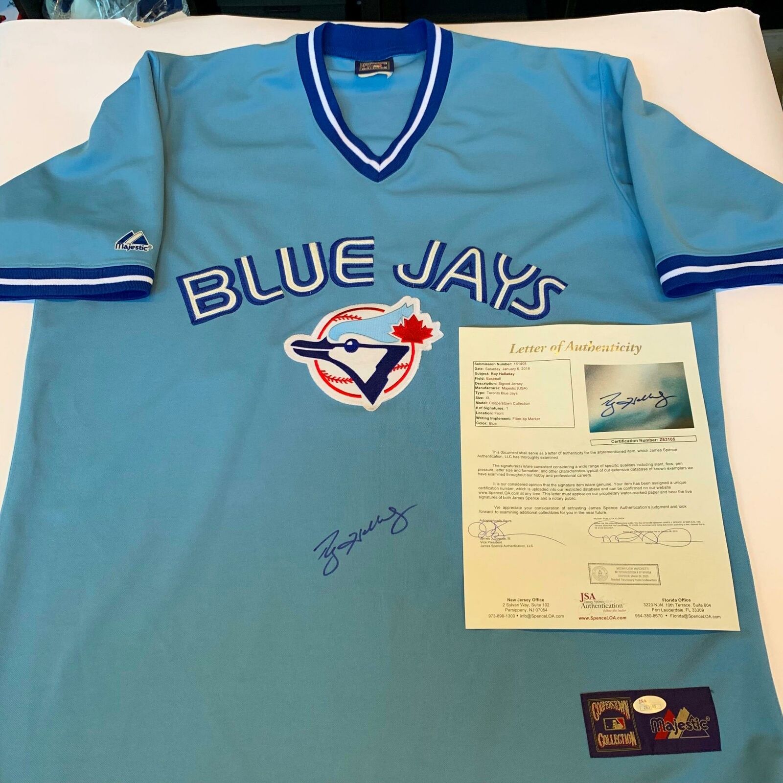 Rare Roy Halladay Signed Toronto Blue Jays Cooperstown Jersey With JSA —  Showpieces Sports