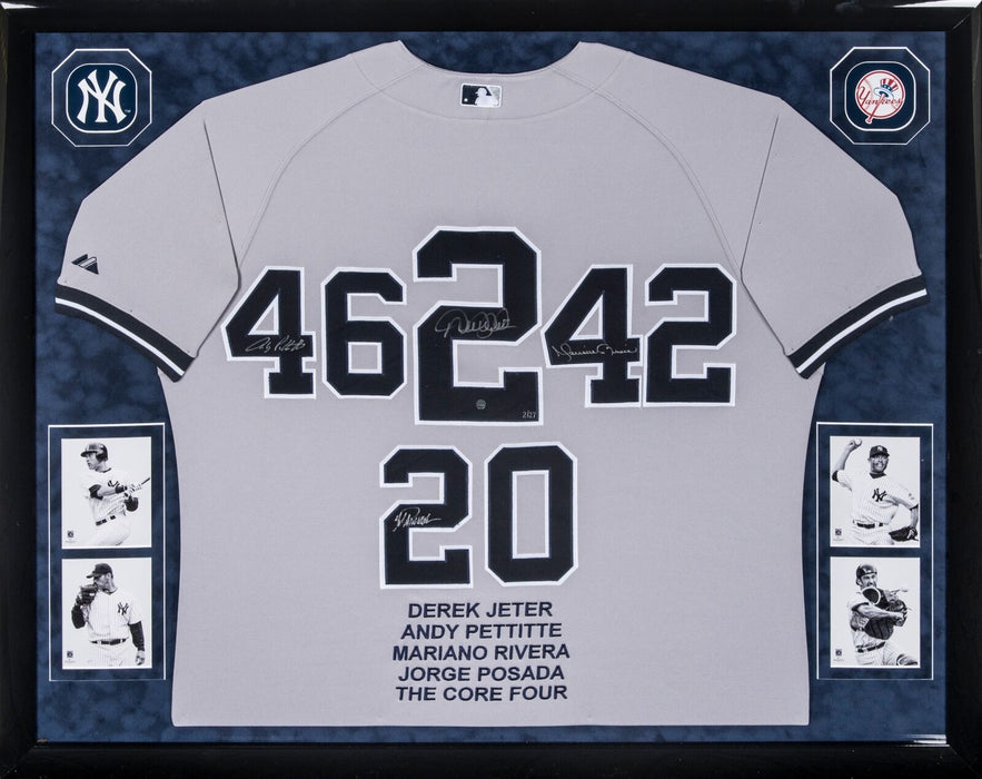 Magnificent Derek Jeter Mariano Rivera Core Four Signed Jersey