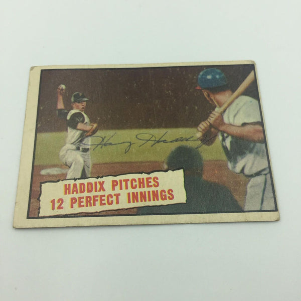 1961 Topps Harvey Haddix Perfect Game Signed Autographed Baseball Card JSA COA