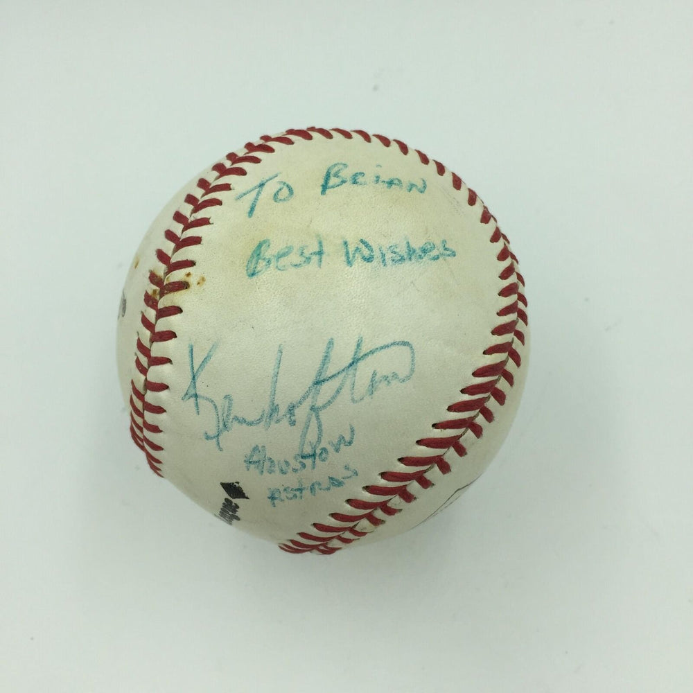 Rare 1991 Kenny Lofton Rookie Signed Baseball Inscribed "Houston Astros" JSA COA