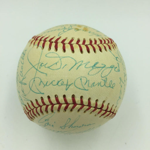 Beautiful Mickey Mantle Joe Dimaggio Elston Howard Yankees Signed Baseball JSA