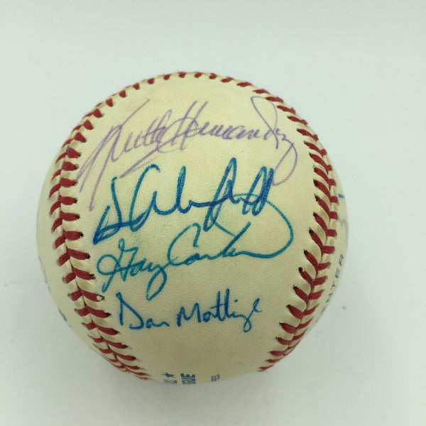 Derek Jeter Willie Mays Duke Snider New York Dream Team Signed Baseball Steiner