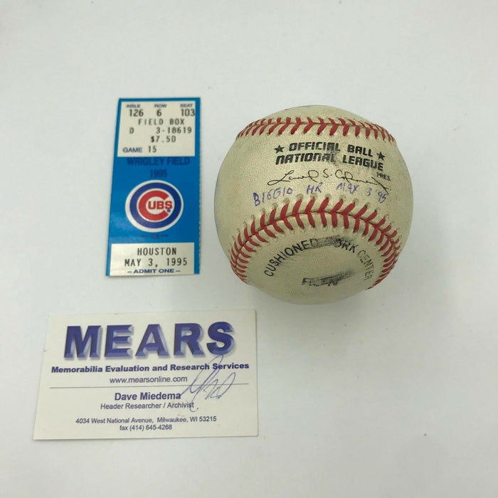 Craig Biggio Game Used Actual First Home Run Baseball May 3, 1995 With Mears COA